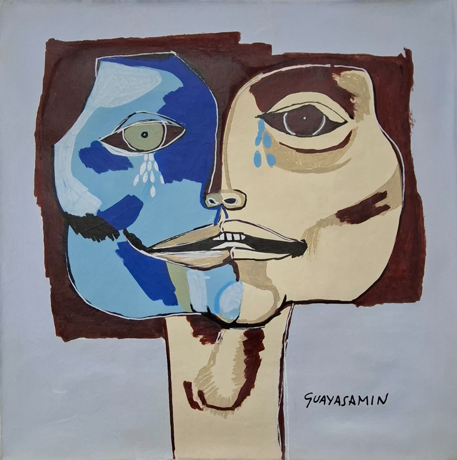 Oswaldo Guayasamín Signed Expressionist Oil Painting on Canvas – Ecuador Art
