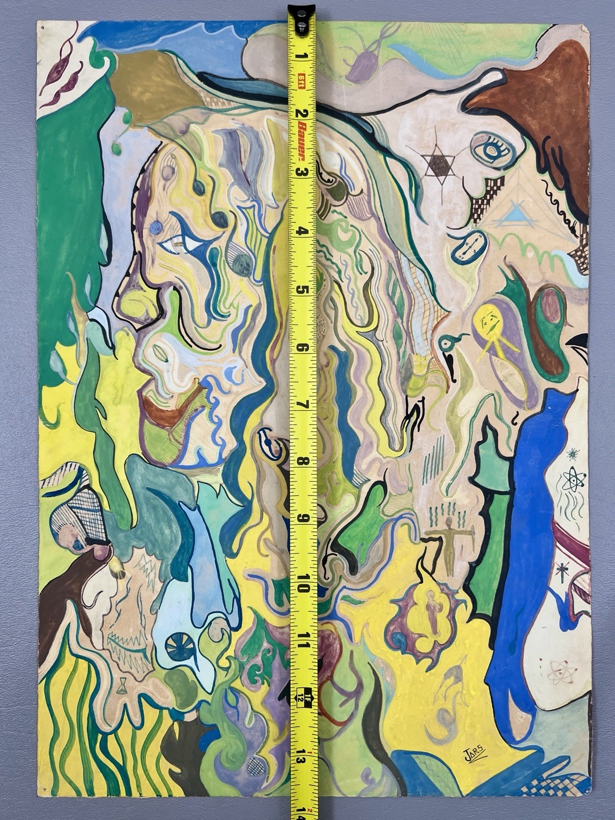 Original Abstract Psychedelic Surrealist Painting Signed JARS Visionary Art OOAK
