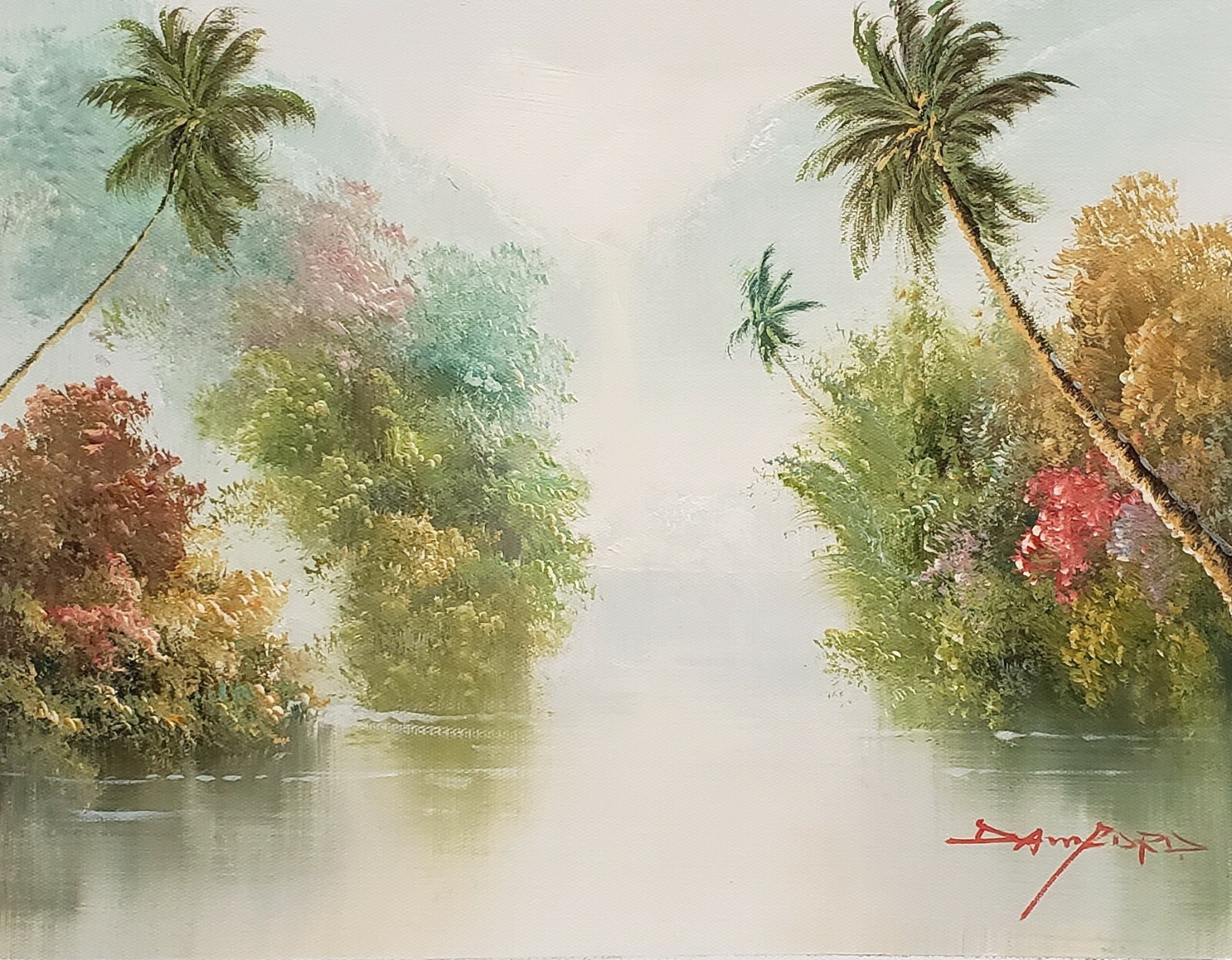 Tropical Landscape, #TL0L01-3, 12×16 100% Hand painted Oil Painting on Canvas,