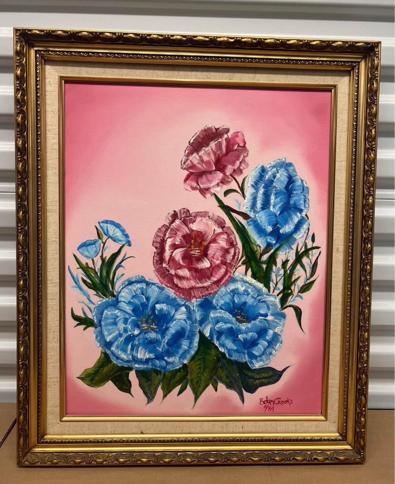 Bdan Crooks #11/89 Floral Print 24×20 Framed Vintage Art Ornate Gold Frame