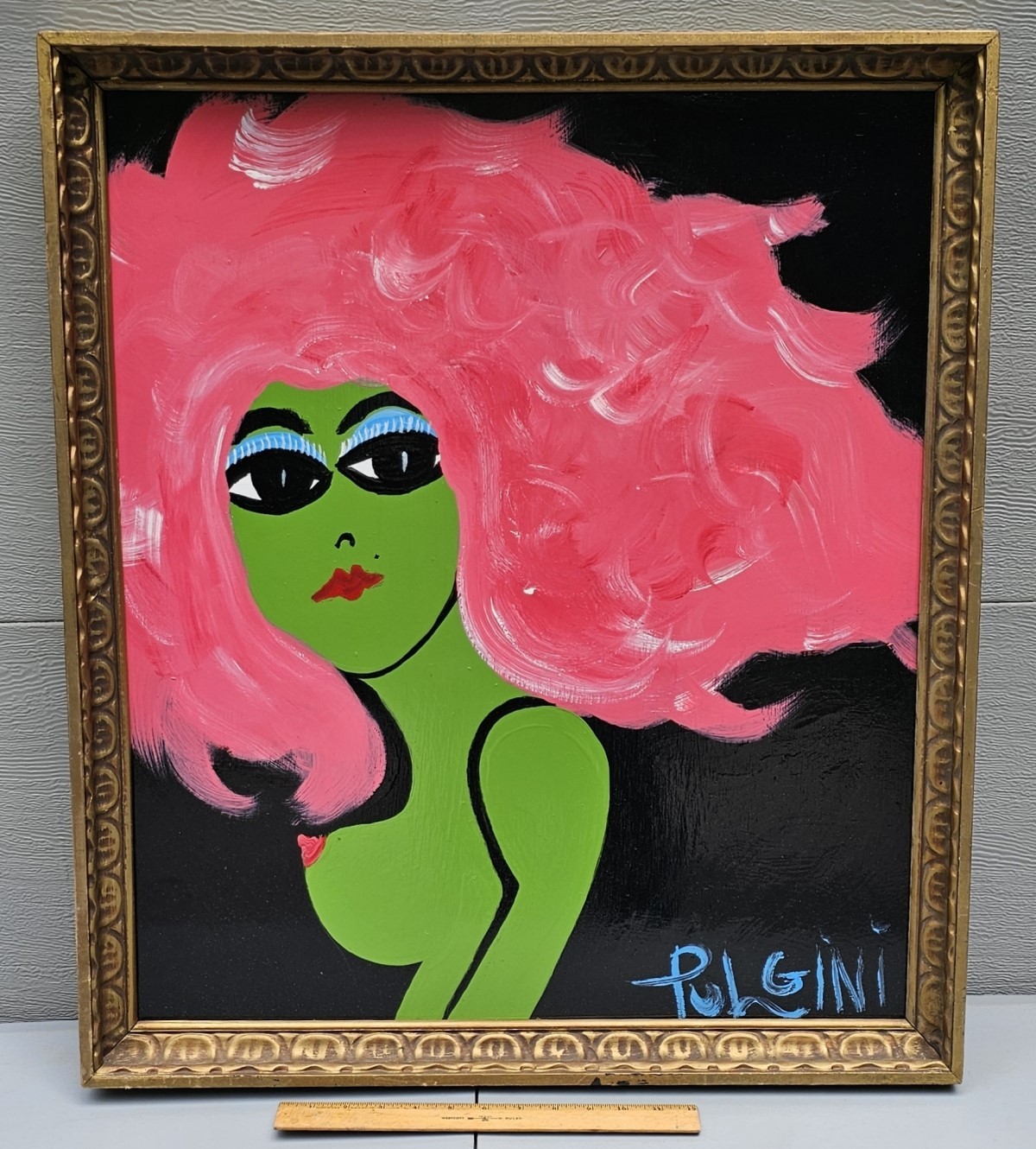 Thomas Pulgini , American, Oil on Board Abstract «Pretty in Pink» Signed 26 x 30