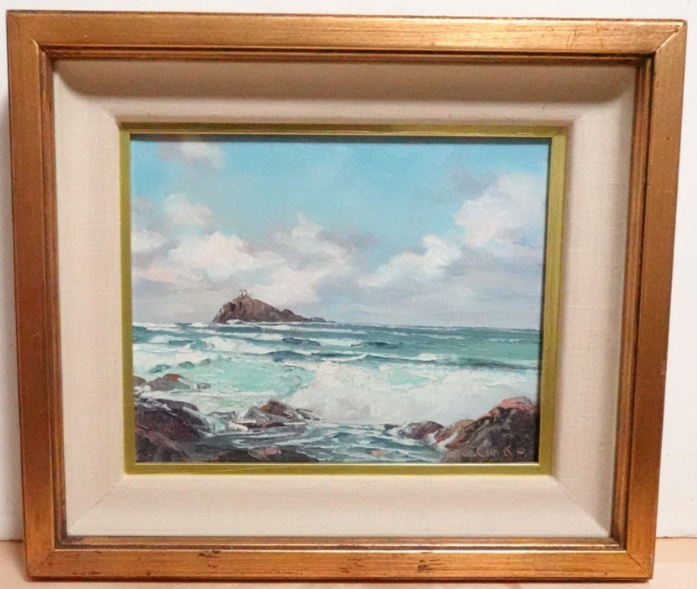 JOYCE CLARK «HANA SHORES» MAUI SMALL ORIGINAL OIL ON CANVAS SEASCAPE PAINTING