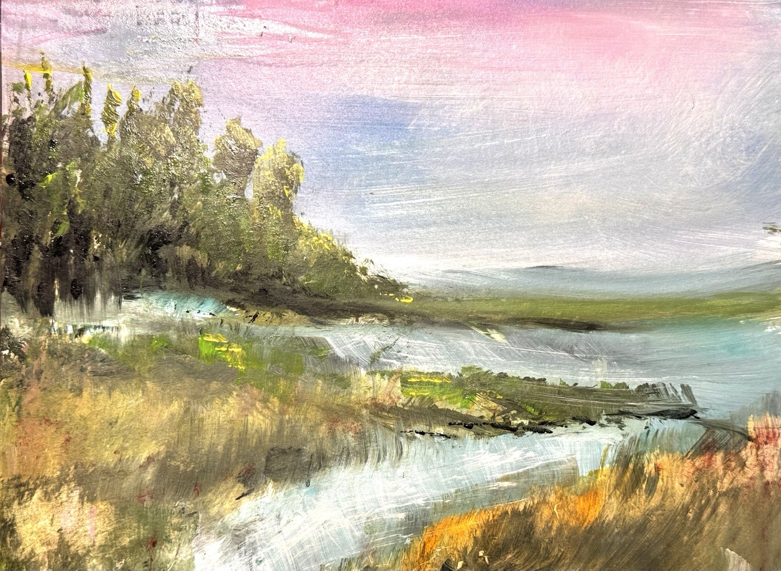 SAMATOWIC Original Landscape Expressionism 9X12 Abstract Paper Signed Art 15