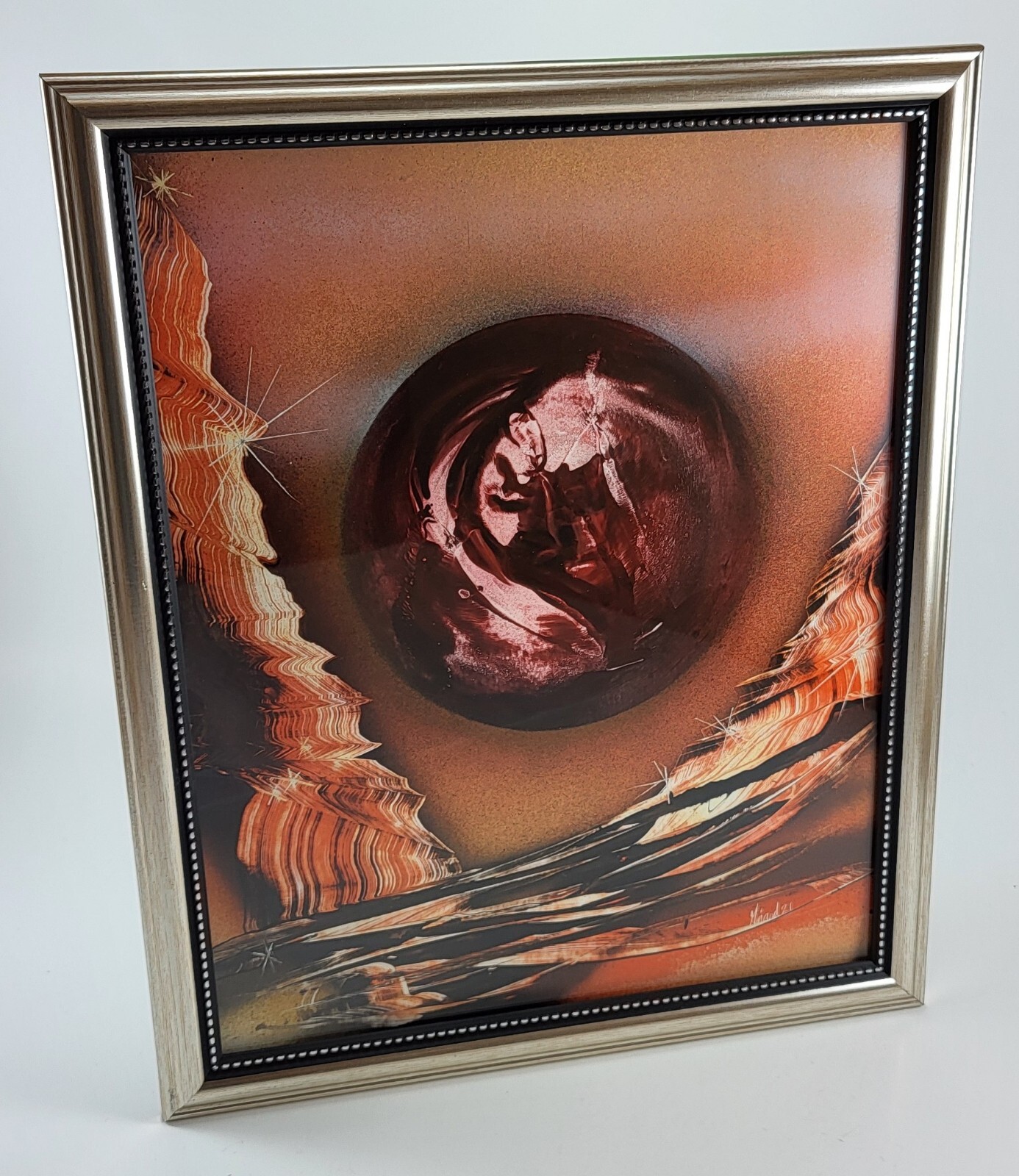 Framed Original Landscape Art in Brown to Orange colors by artist Jason Girard.