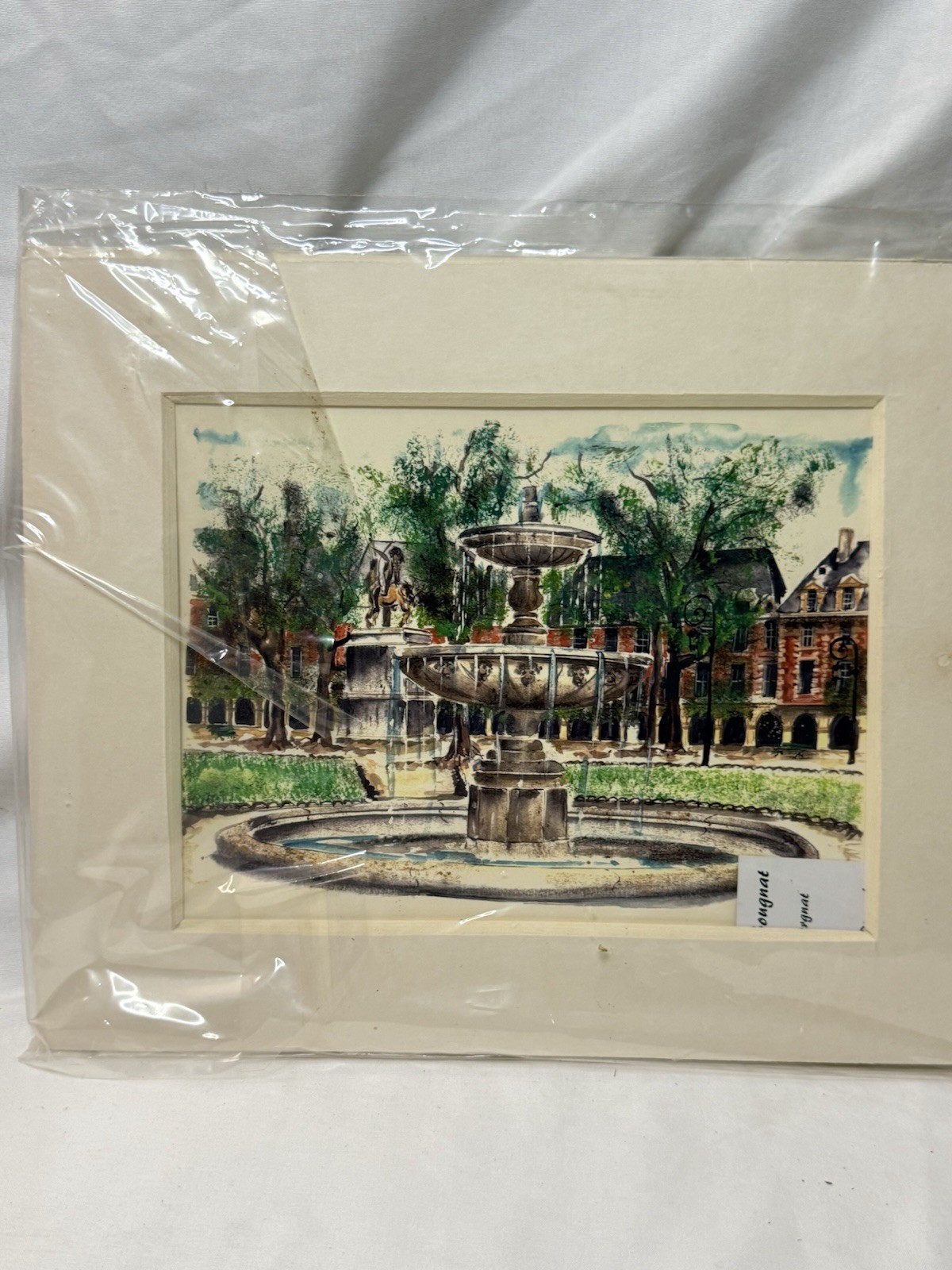 Signed Paris Watercolor Art Lot – Place des Vosges & Fountain Cityscape