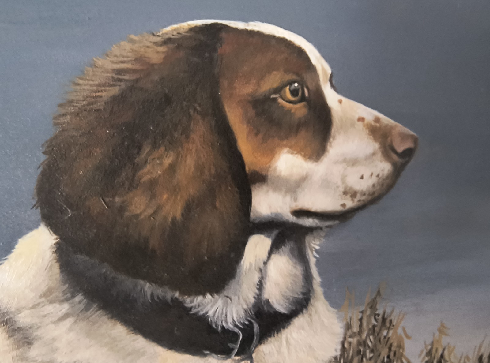 RON KLEIBER RESTING TIME Signed Acrylic Oil Painting, Hunting Dogs & Pheasants