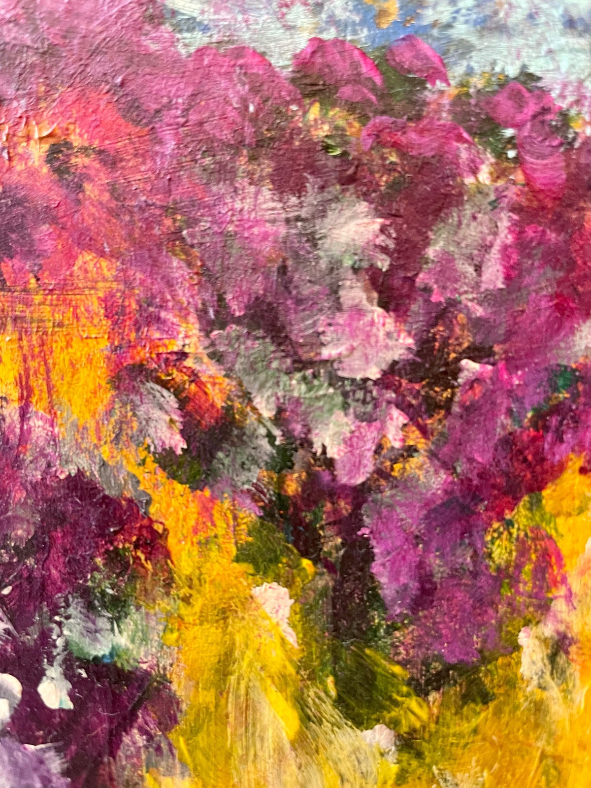 Original Landscape Painting-Vibrant Colors-Flowers and Foothills-Home Decor Art
