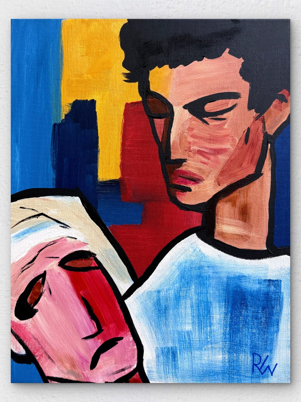 Original Expressionist Hand Painted 11×14 Acrylic Signed Canvas Wall Art Dying