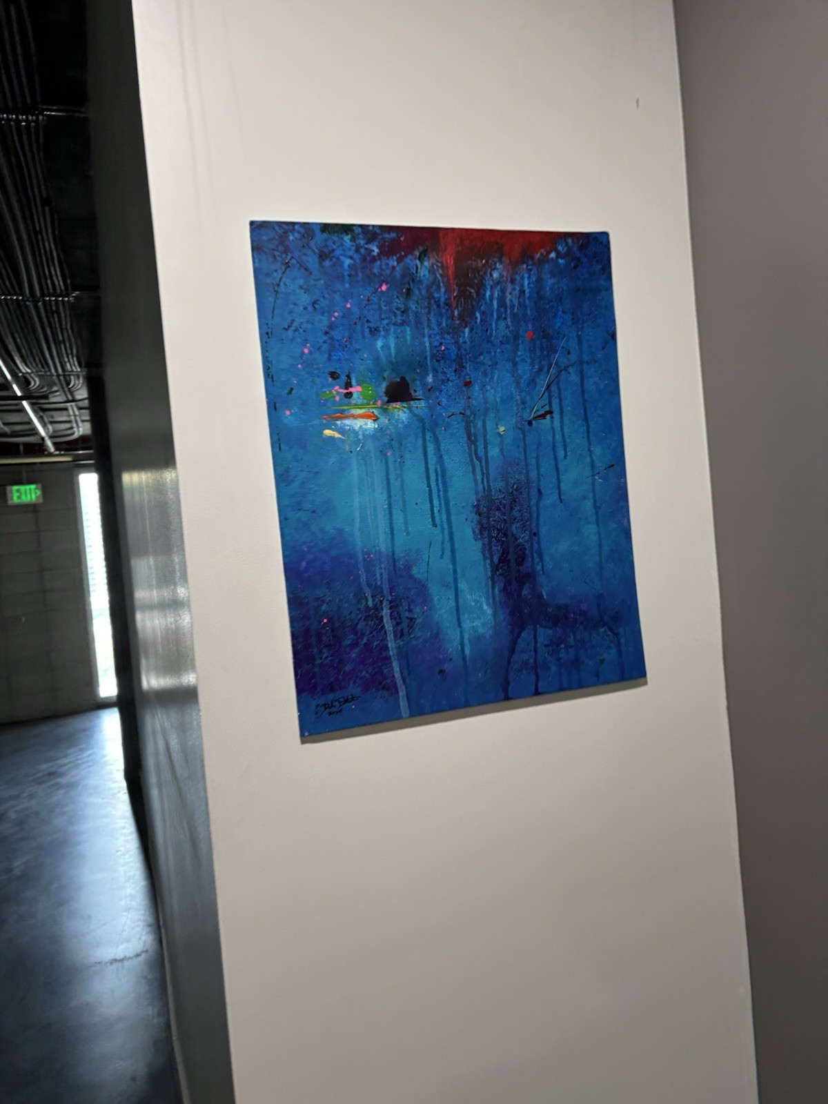 Blue Abstract Original Acrylic Painting on Canvas, Framed