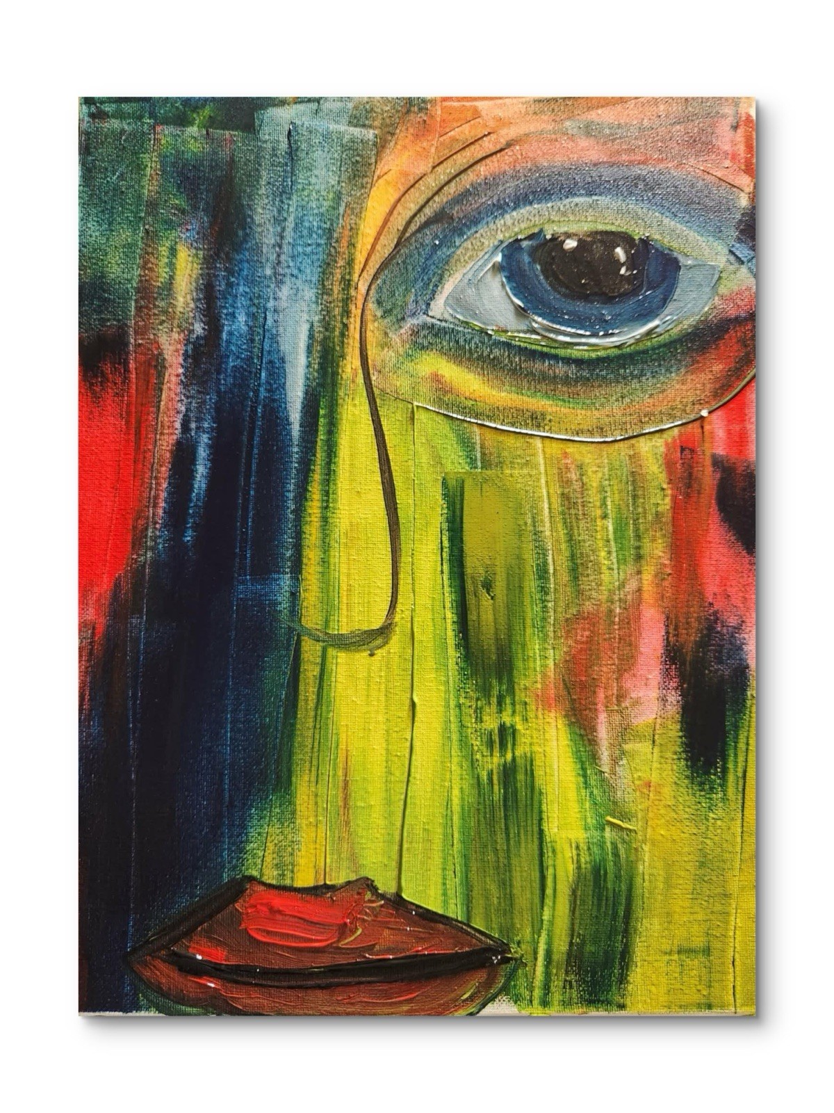 Abstract Woman Multicolor Impressionistic Original Wall Art 14X11 Canvas Acrylic