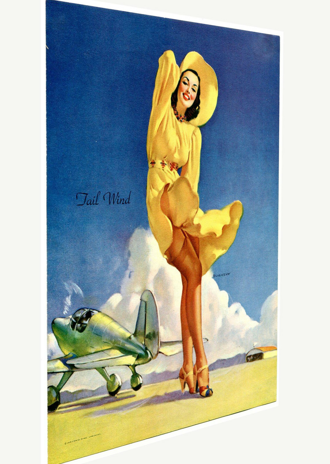 Vintage model poster canvas Gil Elvgren tail wind
