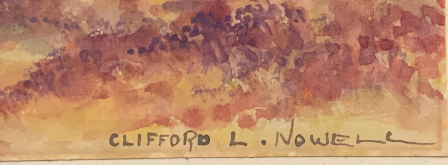 Original Signed Painting 1920s Landscape Signed Clifford L Nowell United Kingdom