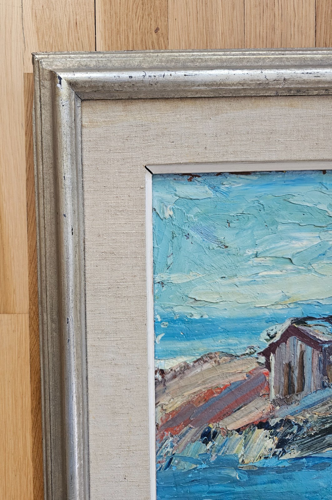 ORIGINAL MID CENTURY SCANDINAVIAN COASTAL OIL PAINTING NORDIC SEASCAP SIGNED -5?