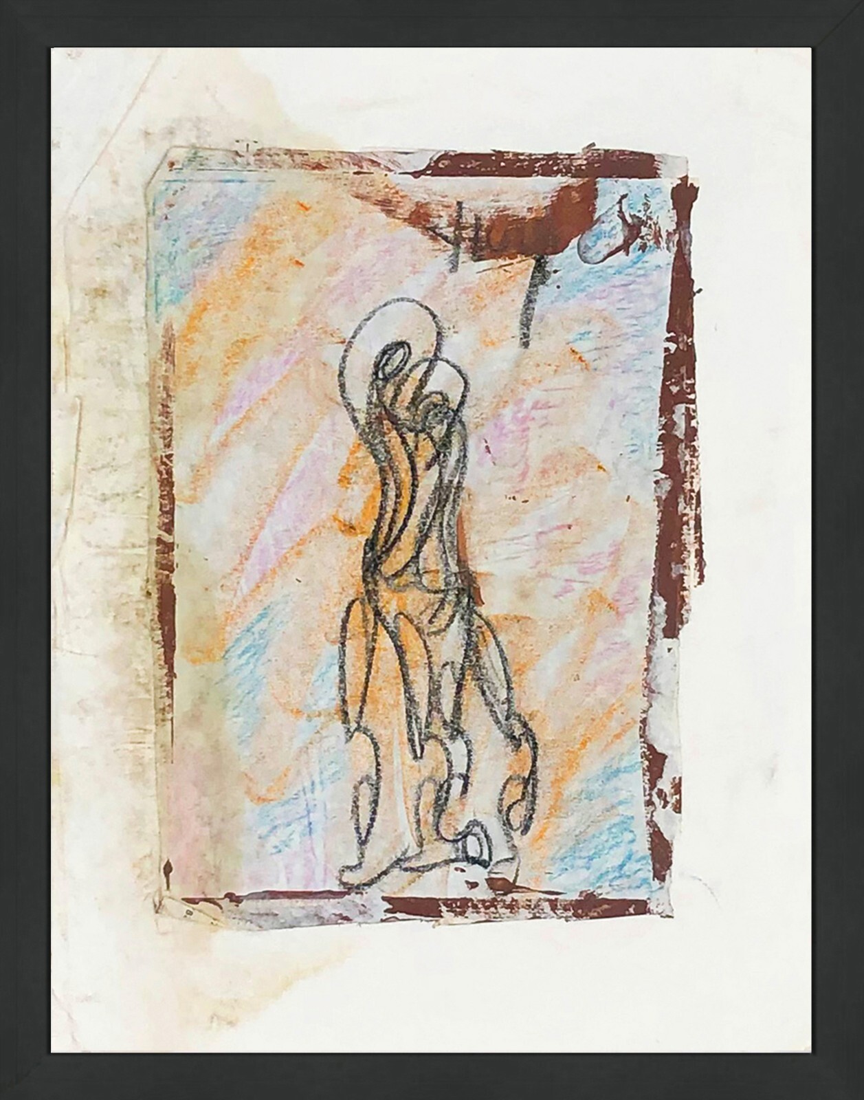 PURVIS YOUNG «SOLITARY» | SIGNED ORIGINAL MIXED MEDIA ON PAPER | 20 X 17″ FRAMED
