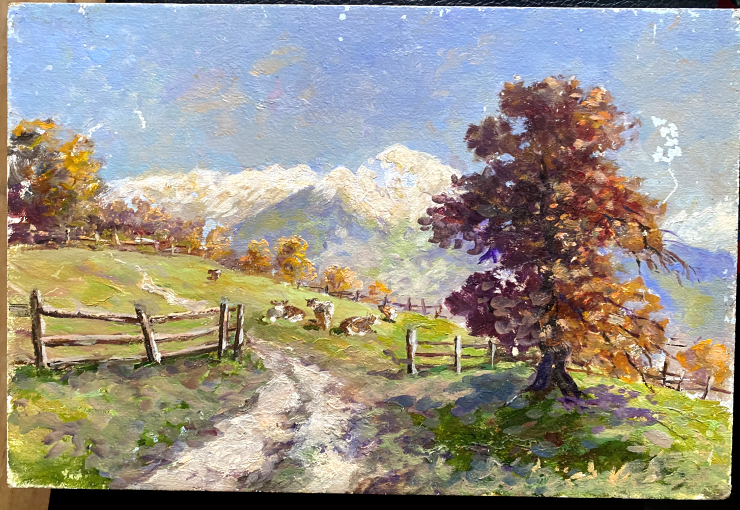 Paul Haslbauer *1919-2006 Oil Painting Landscape Autumn in the Alps Mountains