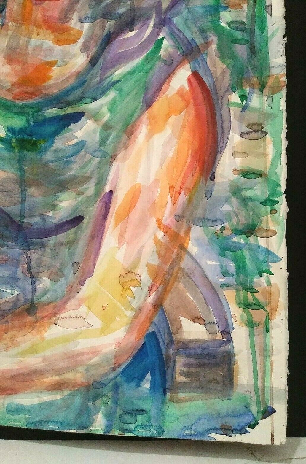 LESTER SCHULTZ LISTED AMERICAN BRIGHT EXPRESSIONIST WOMAN’S PORTRAIT ORIG W/C