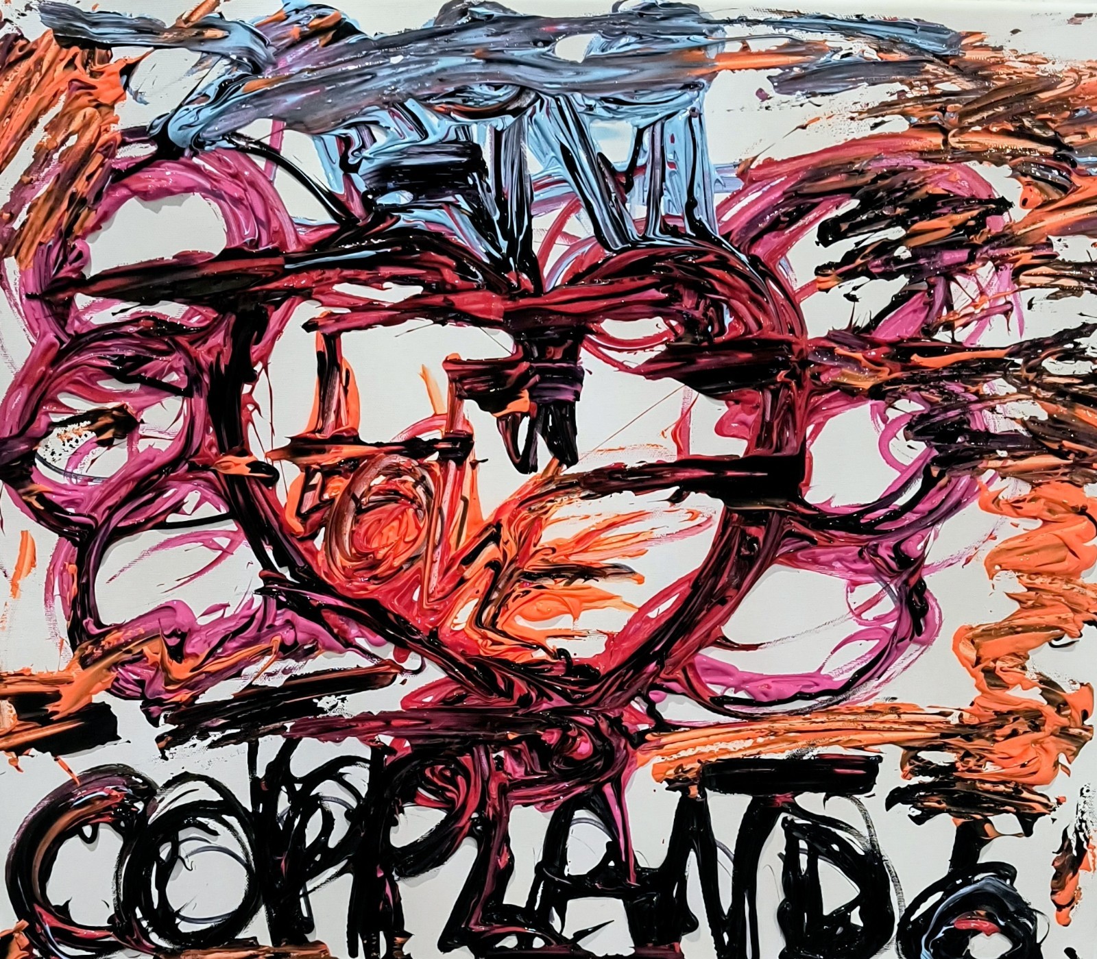 Trey Coppland, Heart of Love Abstract Acrylic, 22+24 in, Signed