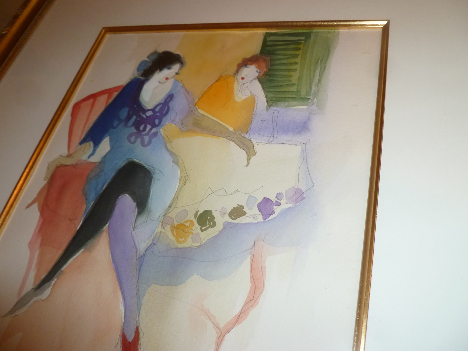 ITZCHAK TARKAY ORIGINAL WATERCOLOR, FRAMED DIMENSIONS 25 x 22 PERFECT