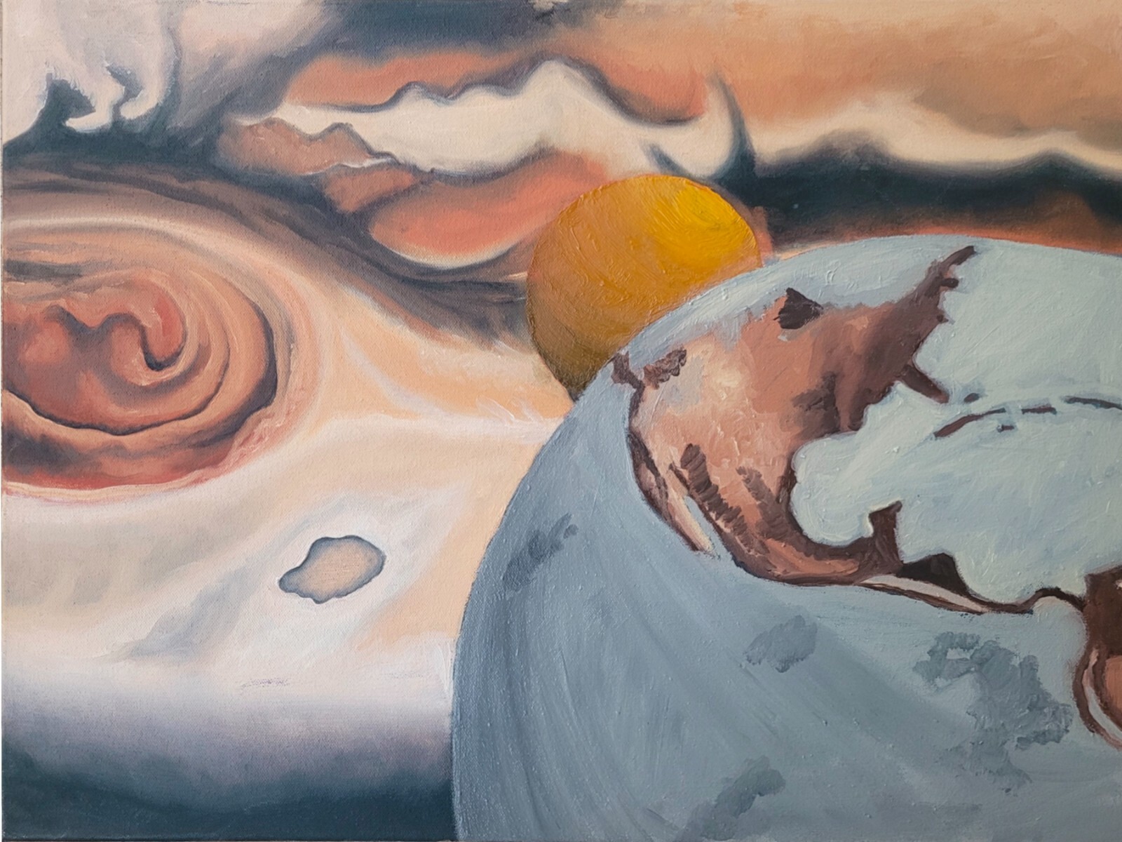 Original Sci-Fi Art «Echoes of Extinction» 18″x24 Oil Painting on Wood Panel