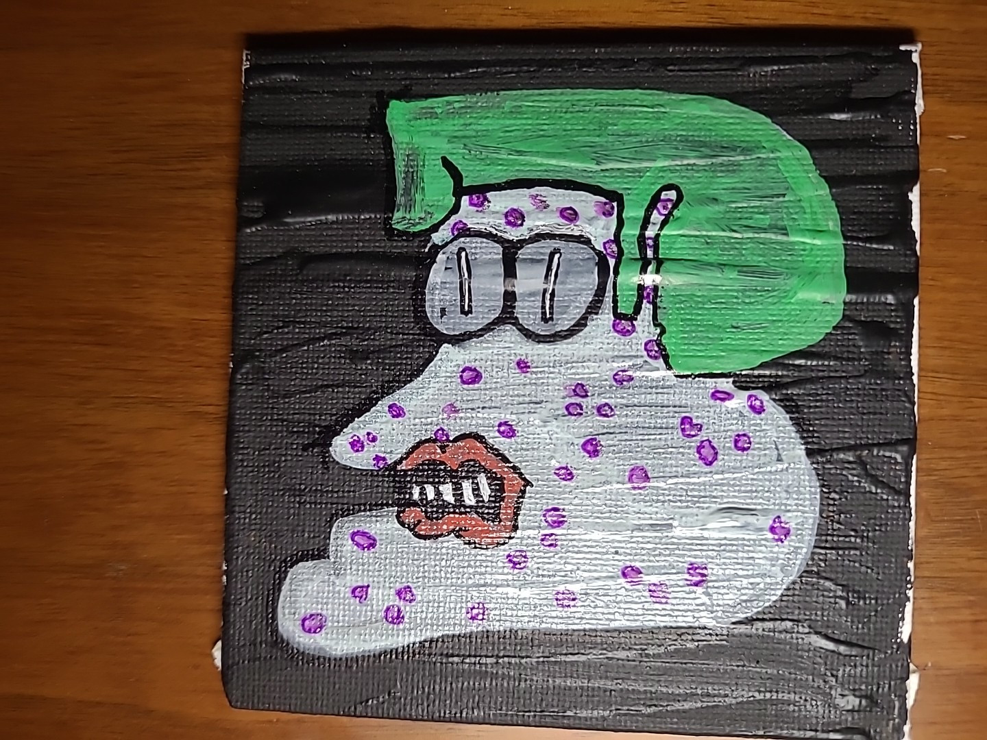 Original Painting Joker Pox Upon Canvas Black Night Villian Comics DC Batman One