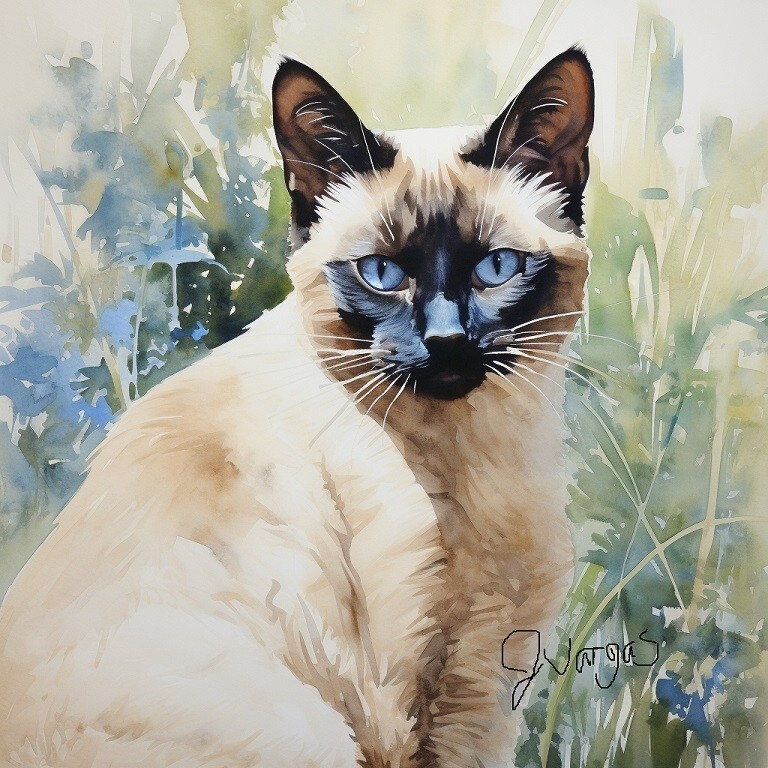 Siamese Cat ART PRINT of Original Watercolor painting