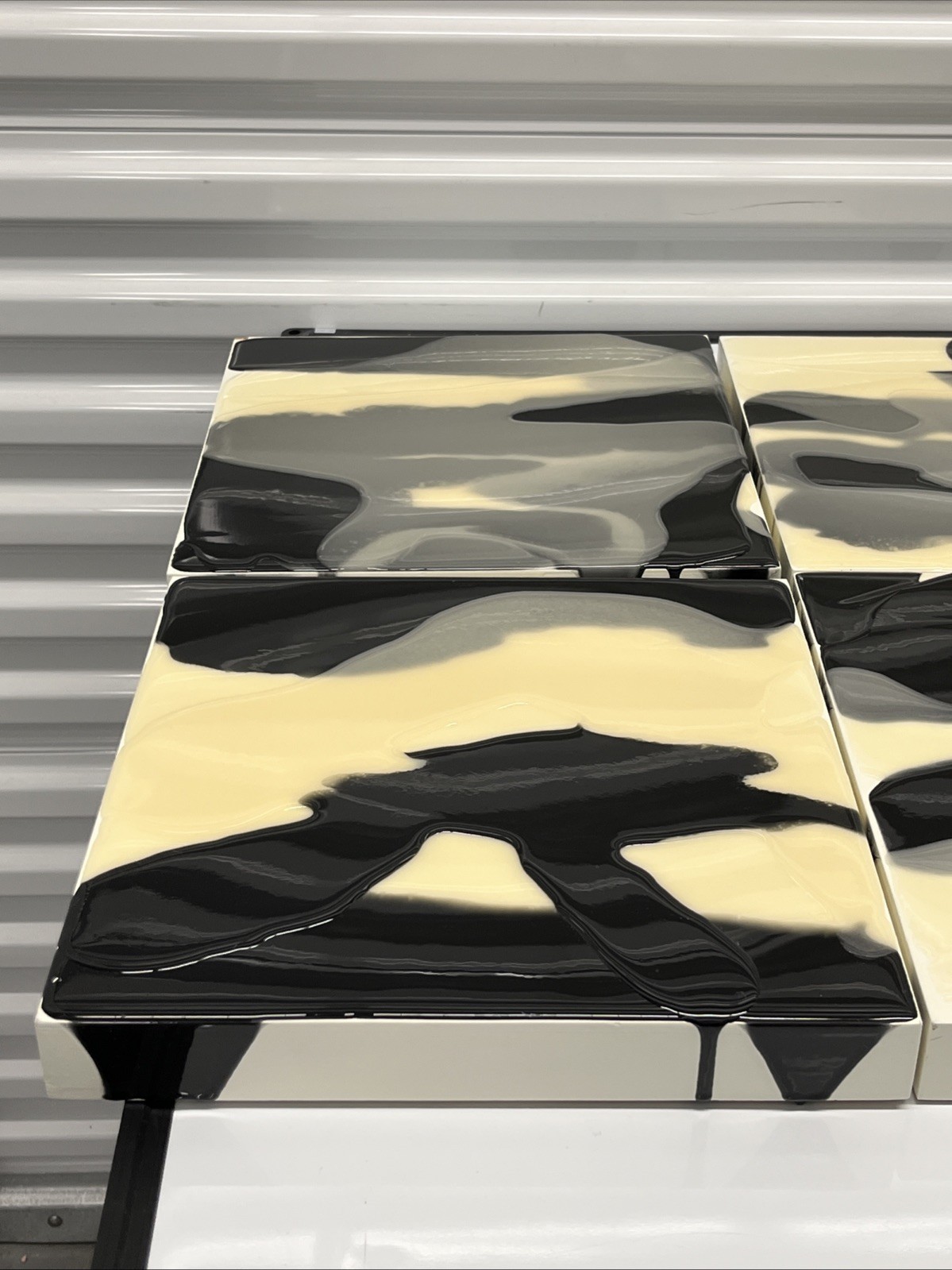 Andy Blank Abstract Paintings Black/Gray/Ivory – Set Of 8 (each 12”x12”x1.5”)
