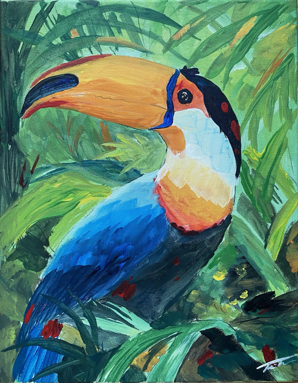 Toucan – Original Acrylic Painting On Canvas Signed By Artist, Unframed