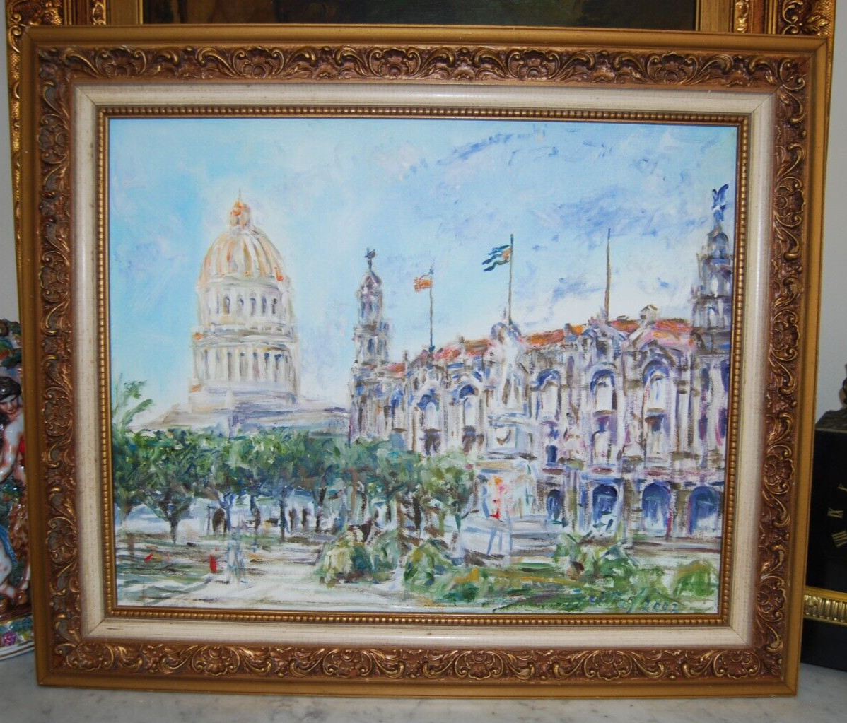 FRAMED OIL CAPITOL & GALICIAN CENTER VIEW OLD HAVANA, CUBA ARTIST: HECTO VIDAL