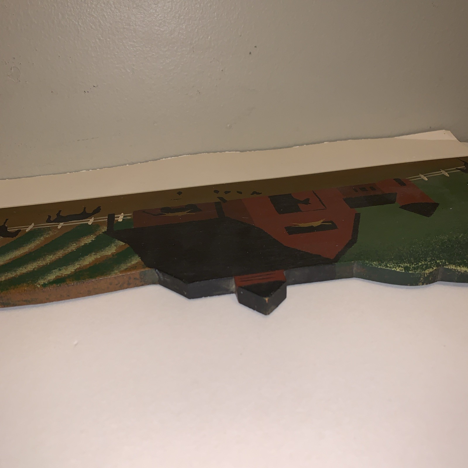 COUNTRY FARM HAND PAINTED WOOD PLAQUE LINDA A ROBINSON FOLK ART OVER THE DOOR