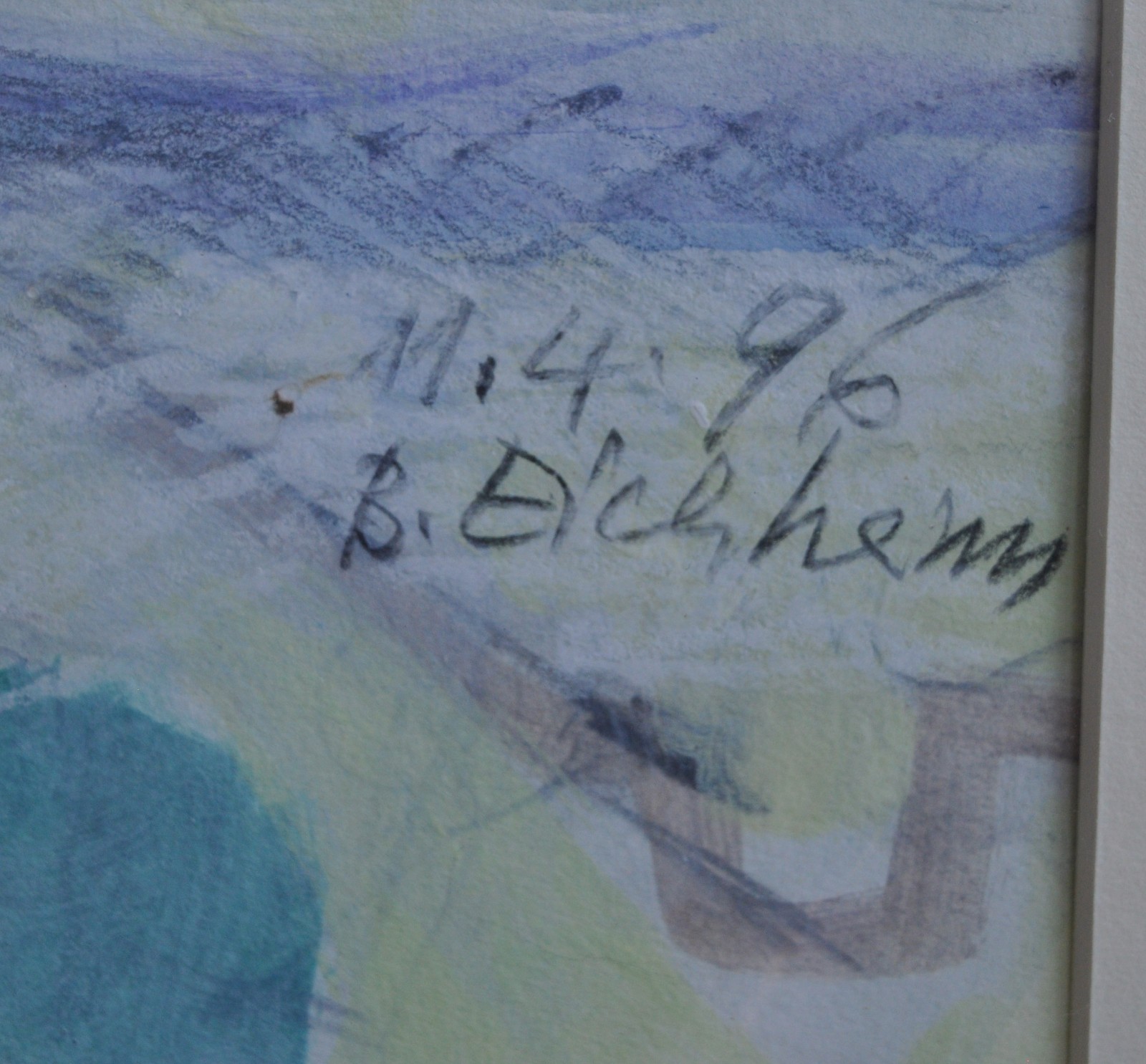 Original Burghild Eichheim 1996 Paper Picture Art Painting Signed Dated