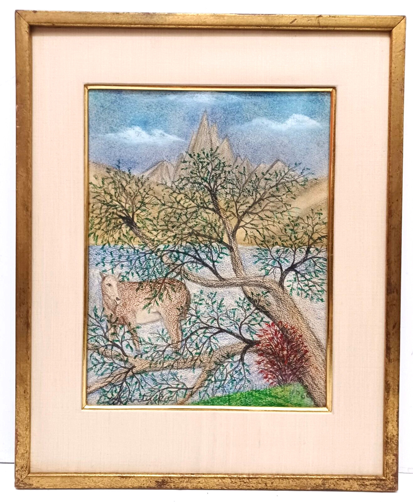 1930’s LISTED FRENCH CHAIM SOUTINE Sd M/M NATURE LANDSCAPE DEER in MOUNTAIN LAKE
