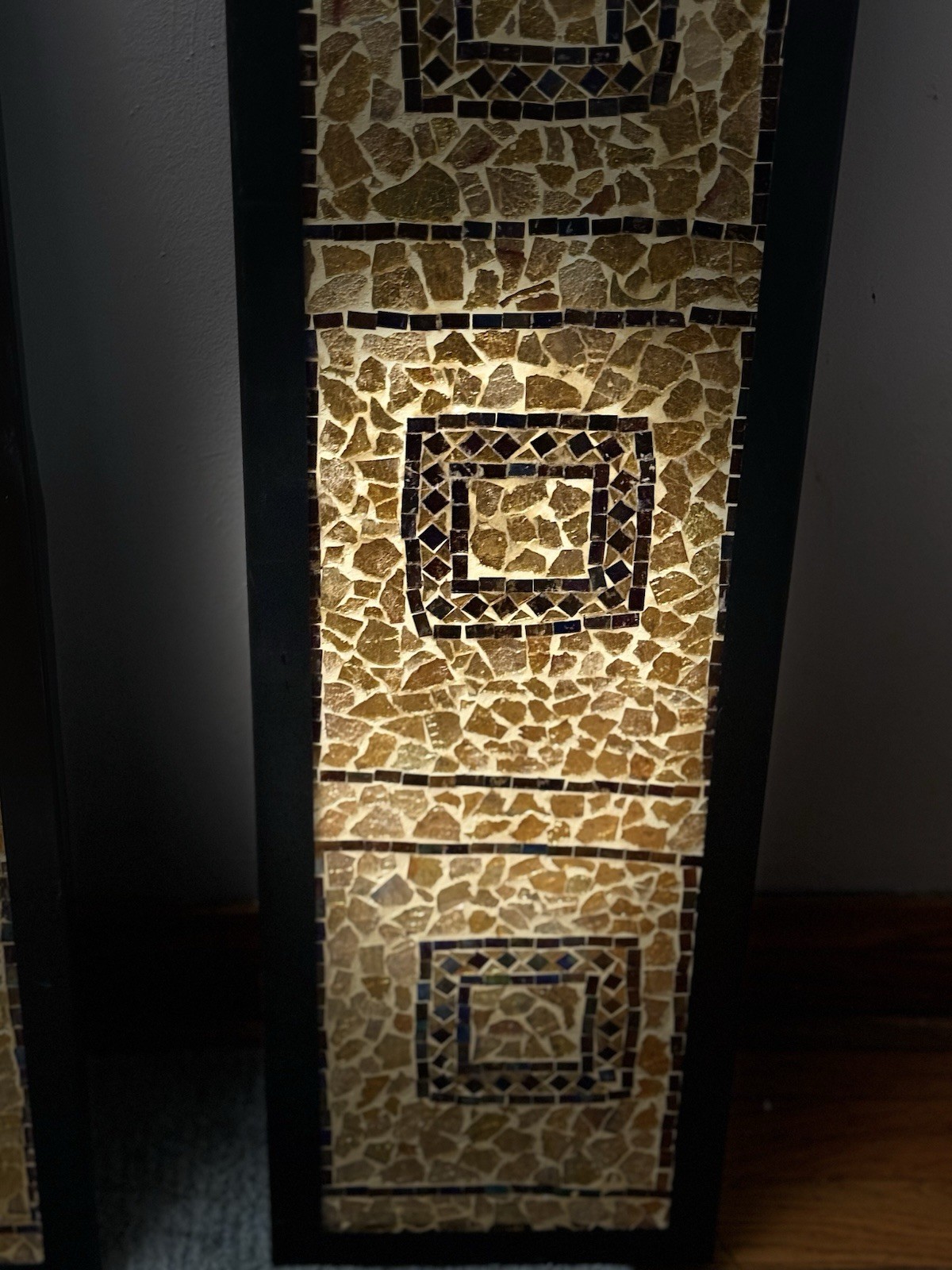 2 Large Gold And Black Mosaic Porcelain Decorative Tile Wall Panels /Art