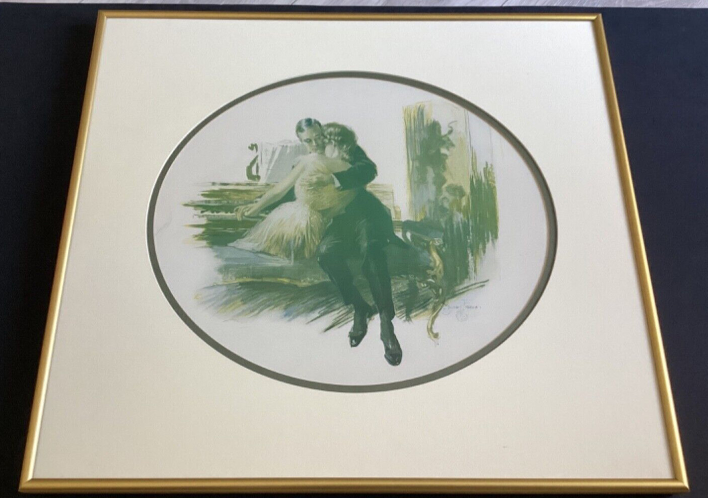 Circa 1910 Romantic Painting Signed Travis Style Louis Icart? 20”X18”Framed