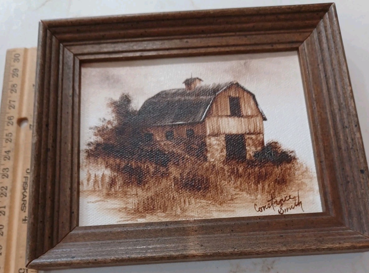 Original Painting Old Barn Signed Nicely Done, Framed. See Pictures For Scale