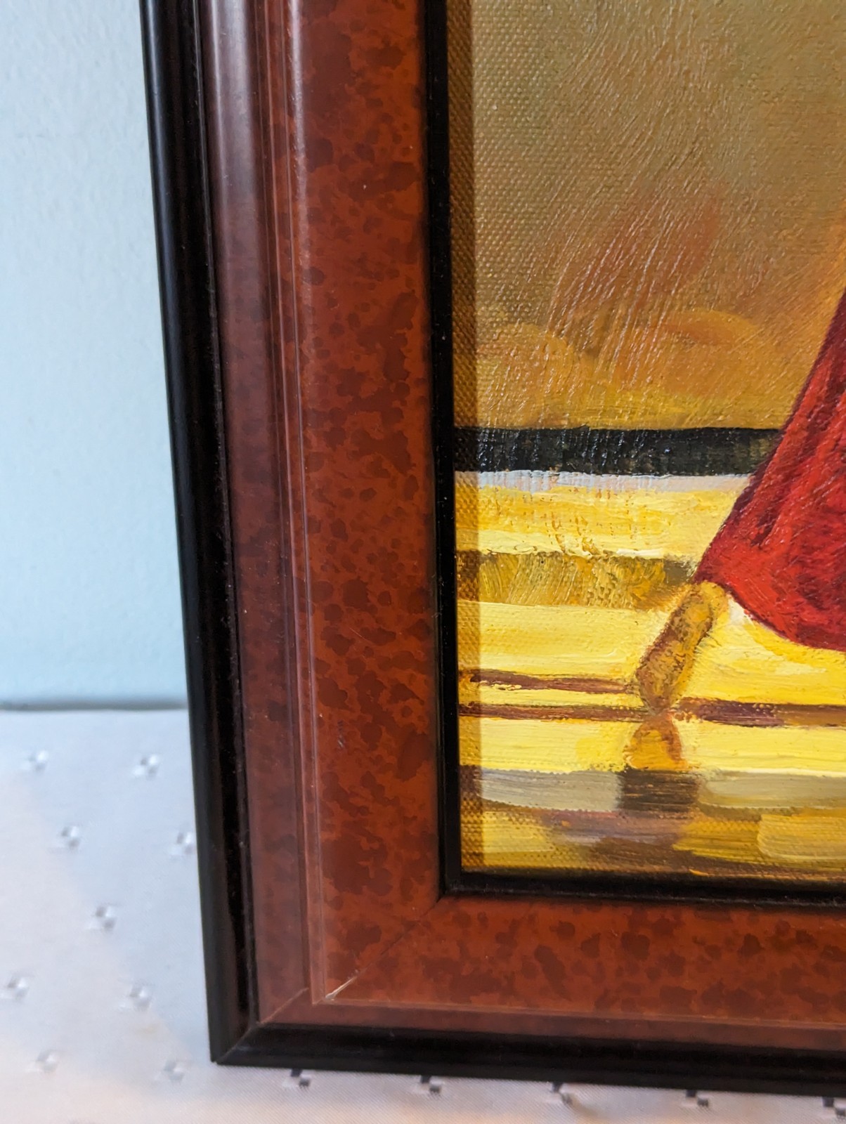 Oil Painting-Glamorous Couple Dancing on a Beach-Framed-Signed «M Harold»-C Desc