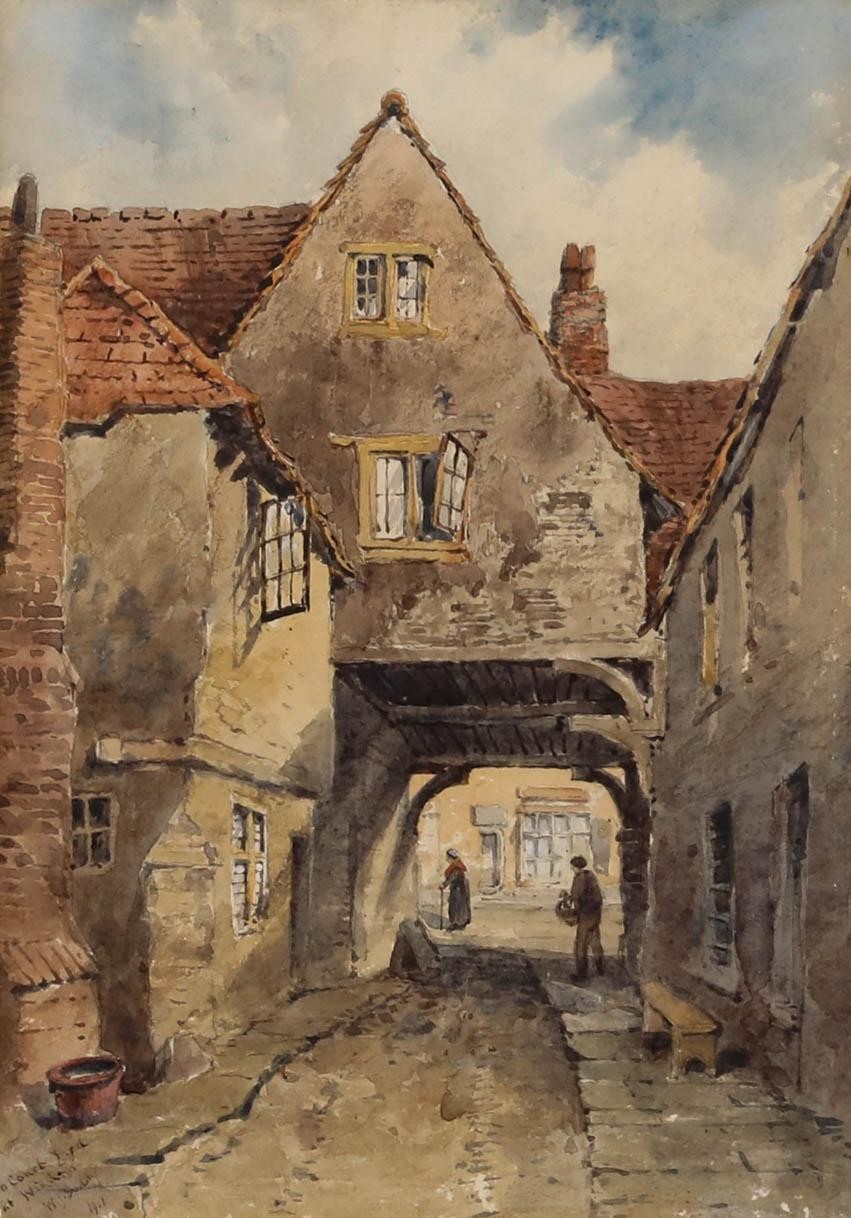 William James Boddy (1832-1911) – 1901 Watercolour, A Courtyard at Windsor