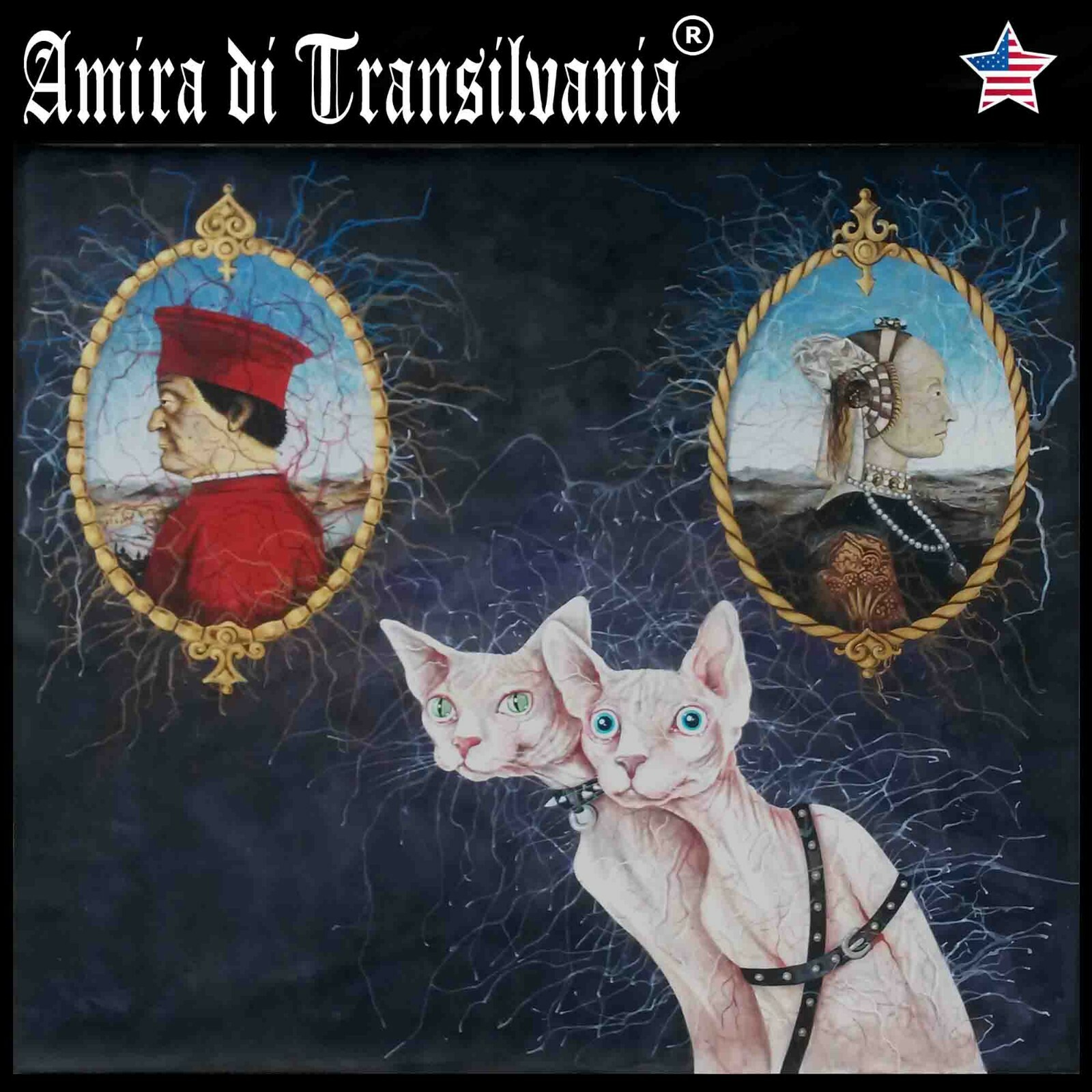 Sphynx Cat Portrait Original Wall Art Animal Home Painting Figures Famous Artist