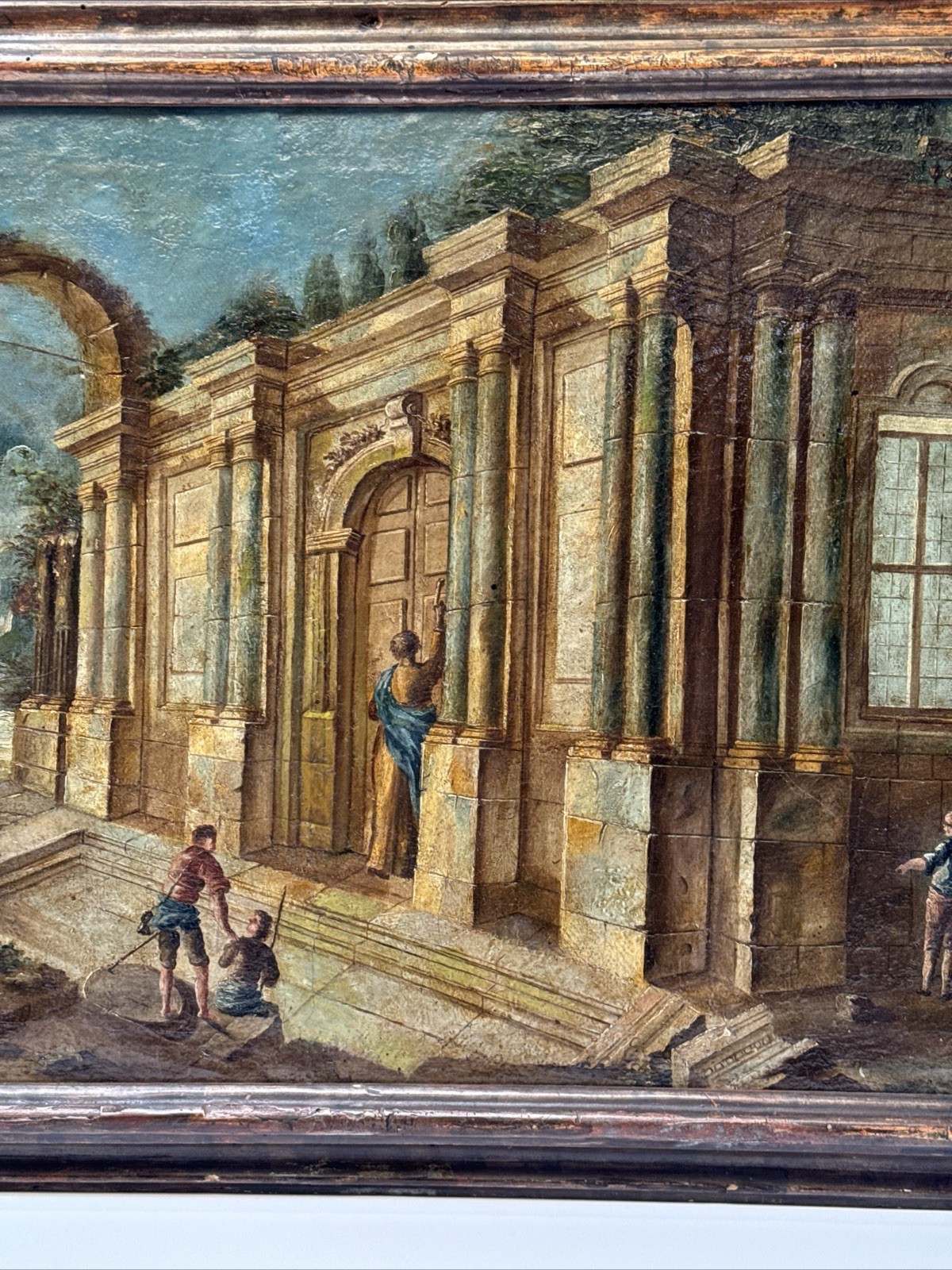 ANTIQUE OLD MASTER PAINTING 17TH TO 18TH CENTURY MYSTERY ARCHITECTURE LANDSCAPE