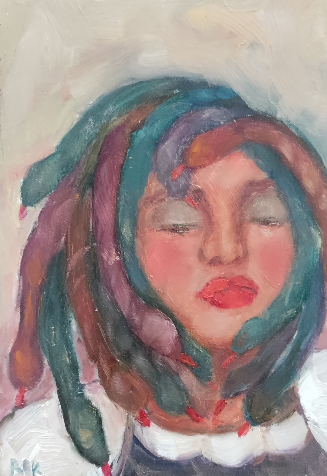 Original Oil Painting Medusa Snakes Woman Portrait Art Mythology…