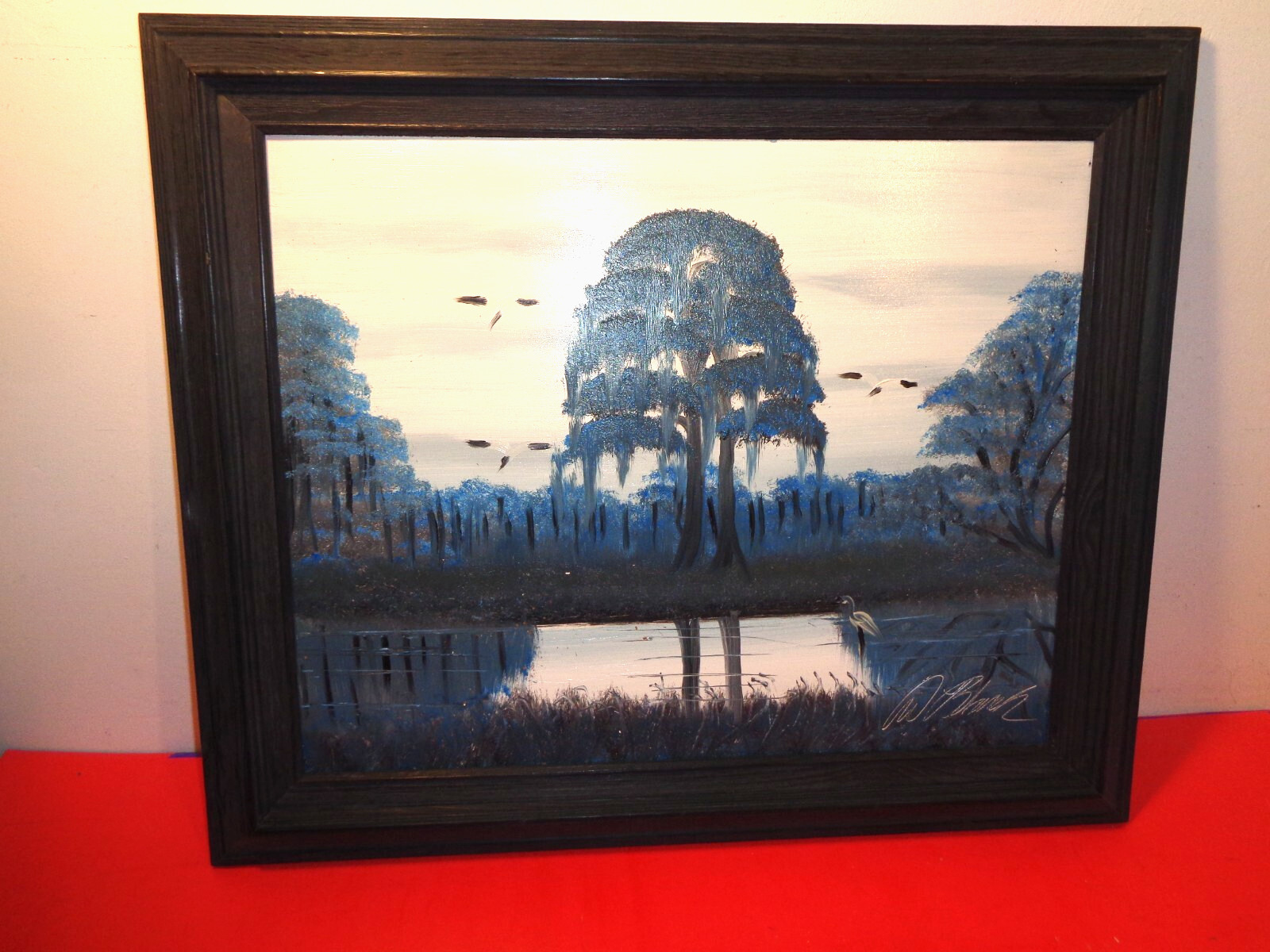 Al Black (Original Florida Highwaymen) Signed Trees Over Canal Oil on Masonite