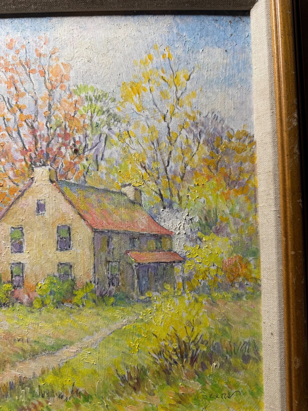 Superb Albert Van Nesse Greene (1887 – 1971) «Country Home Scene» Oil Painting
