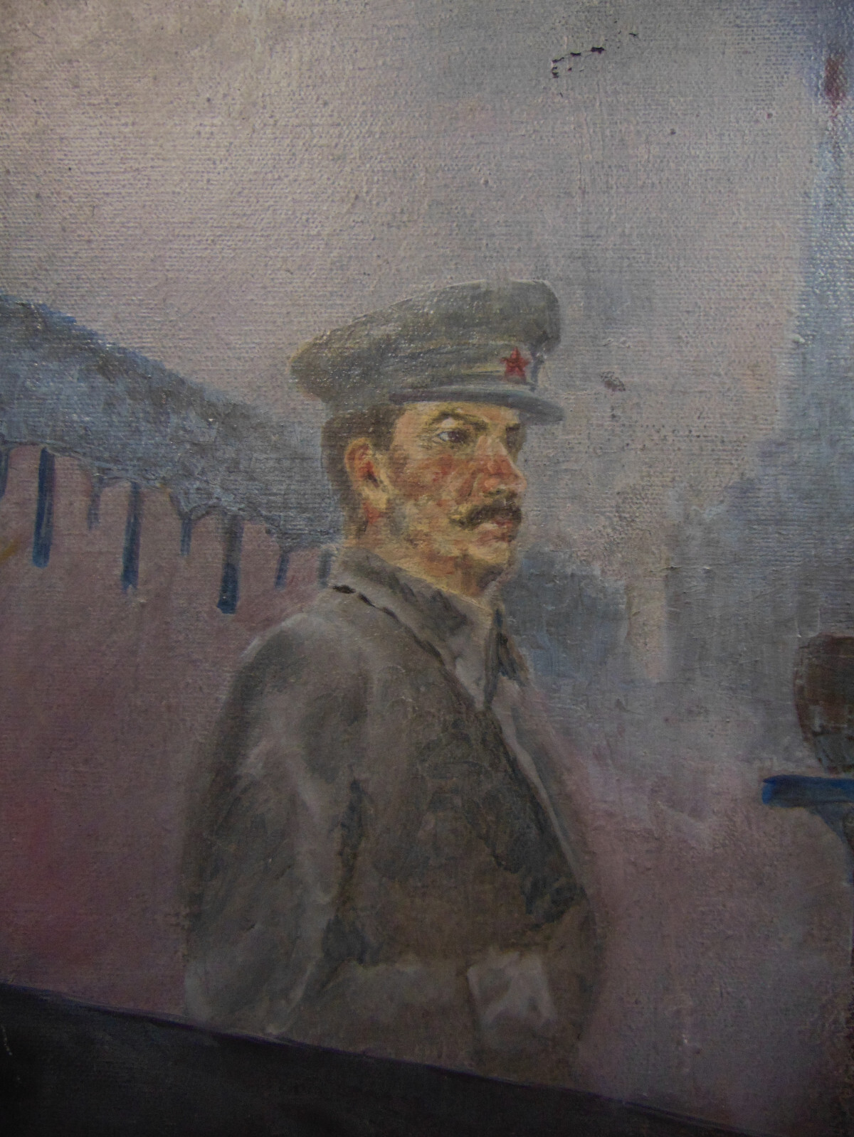 Stalin on Lenin’s Tomb Podium Near Kremlin Oil Canvas ORIGINAL Painting c 2000s