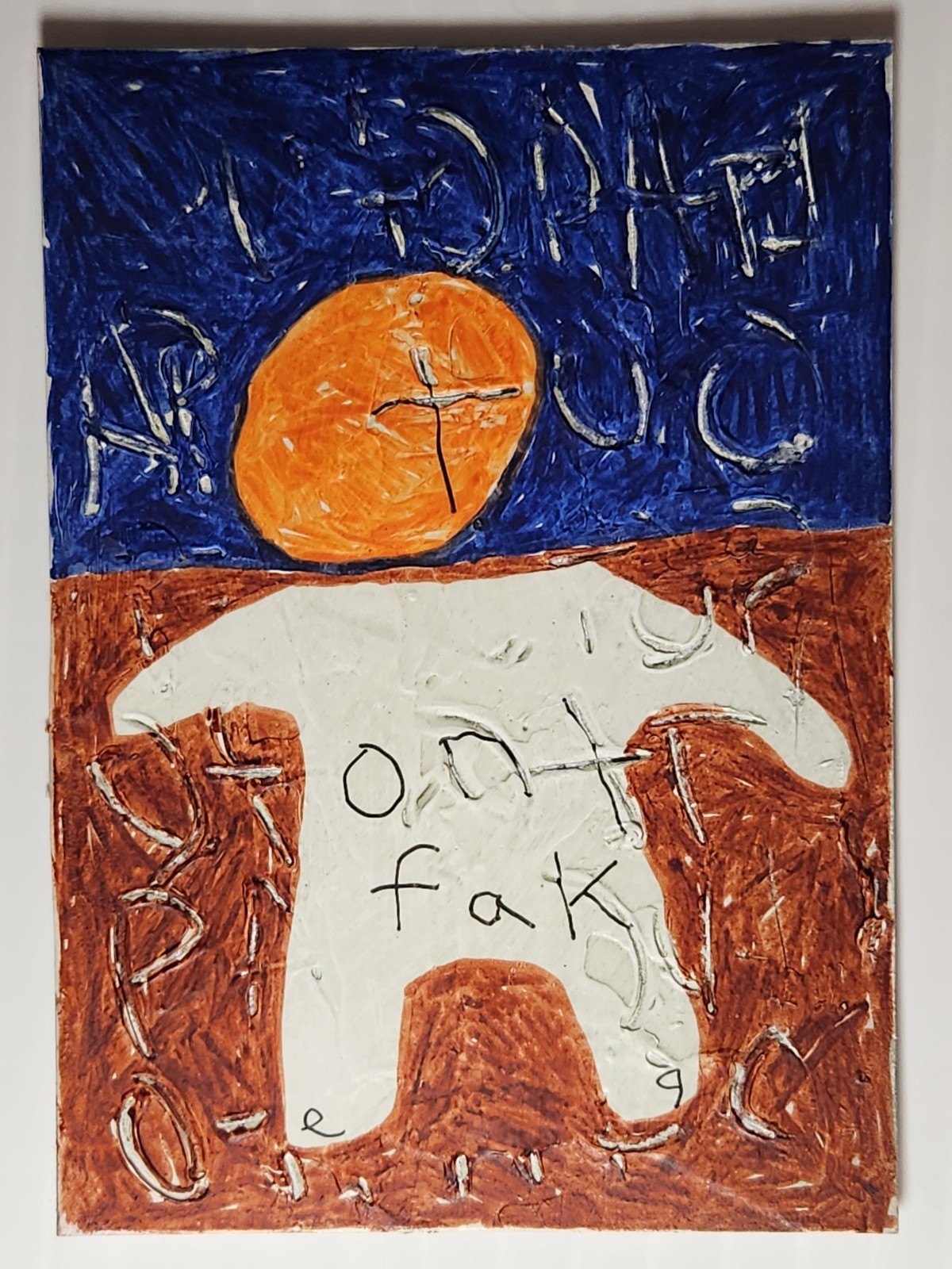 e9Art ACEO floating head man outsider art brut naive