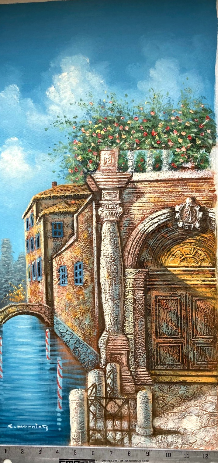 Original Oil Painting – Venice Canal Waterway, Italy