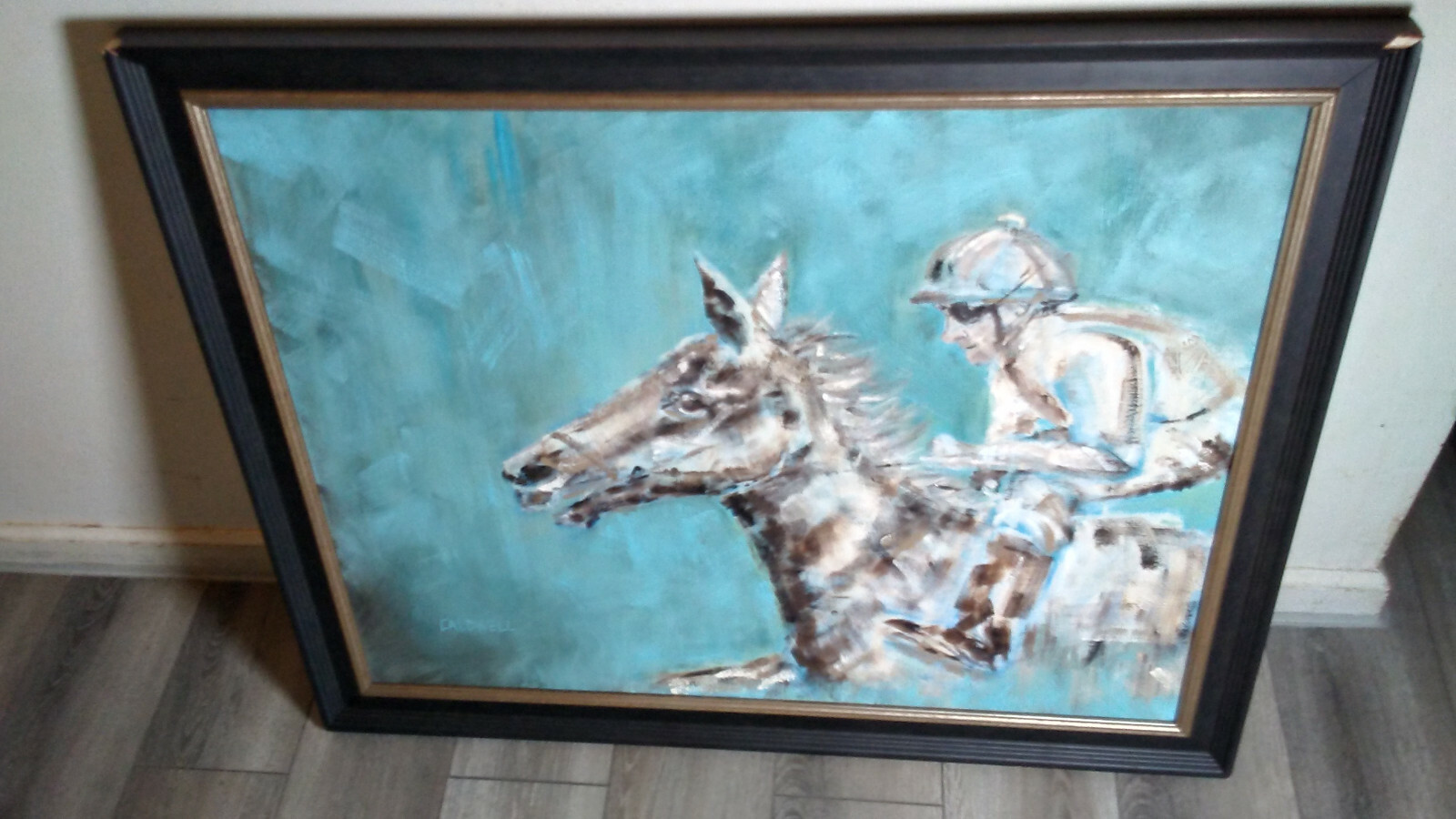 Caldwell oil painting Picture Frame Horse rider on canvas 33 3/4″x28″