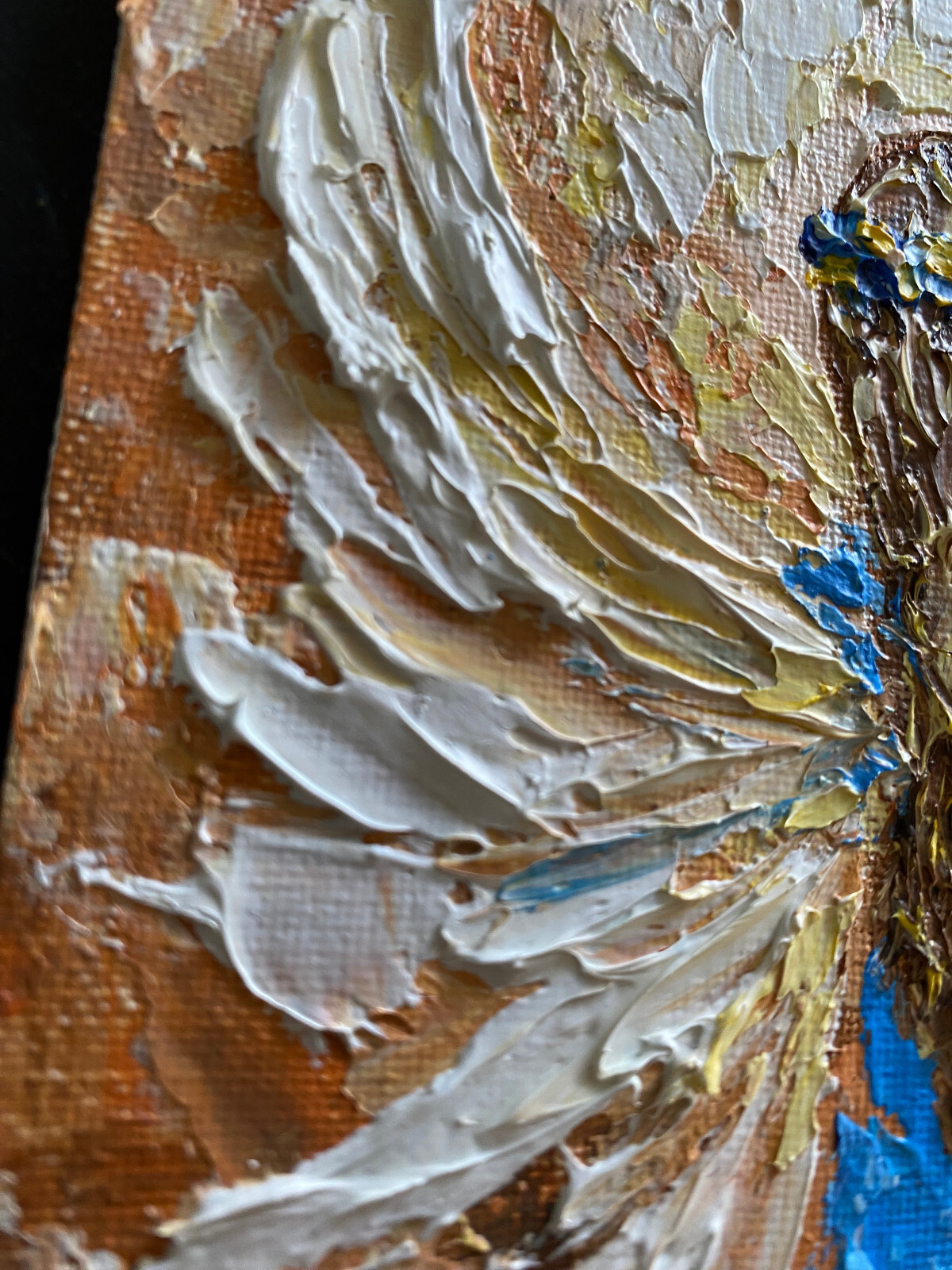 ORIGINAL Painting «ANGEL » HEAVY impasto ACRYLIC 7″x 5″ by Olga Diduh.