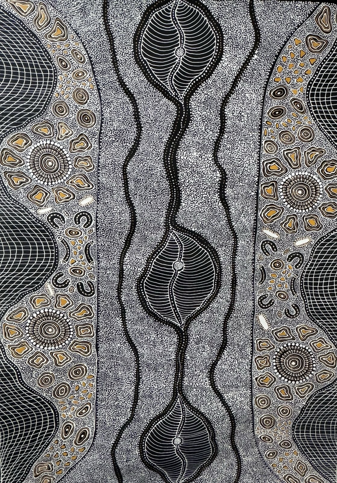 Dulcie Pula Long 💕Aboriginal Art 137cm X 95cm COA Supplied. DL21J-B