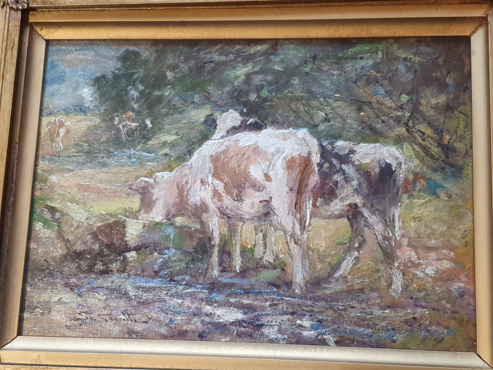 George Smith – British Impressionist – oil painting with cows -circa 1930