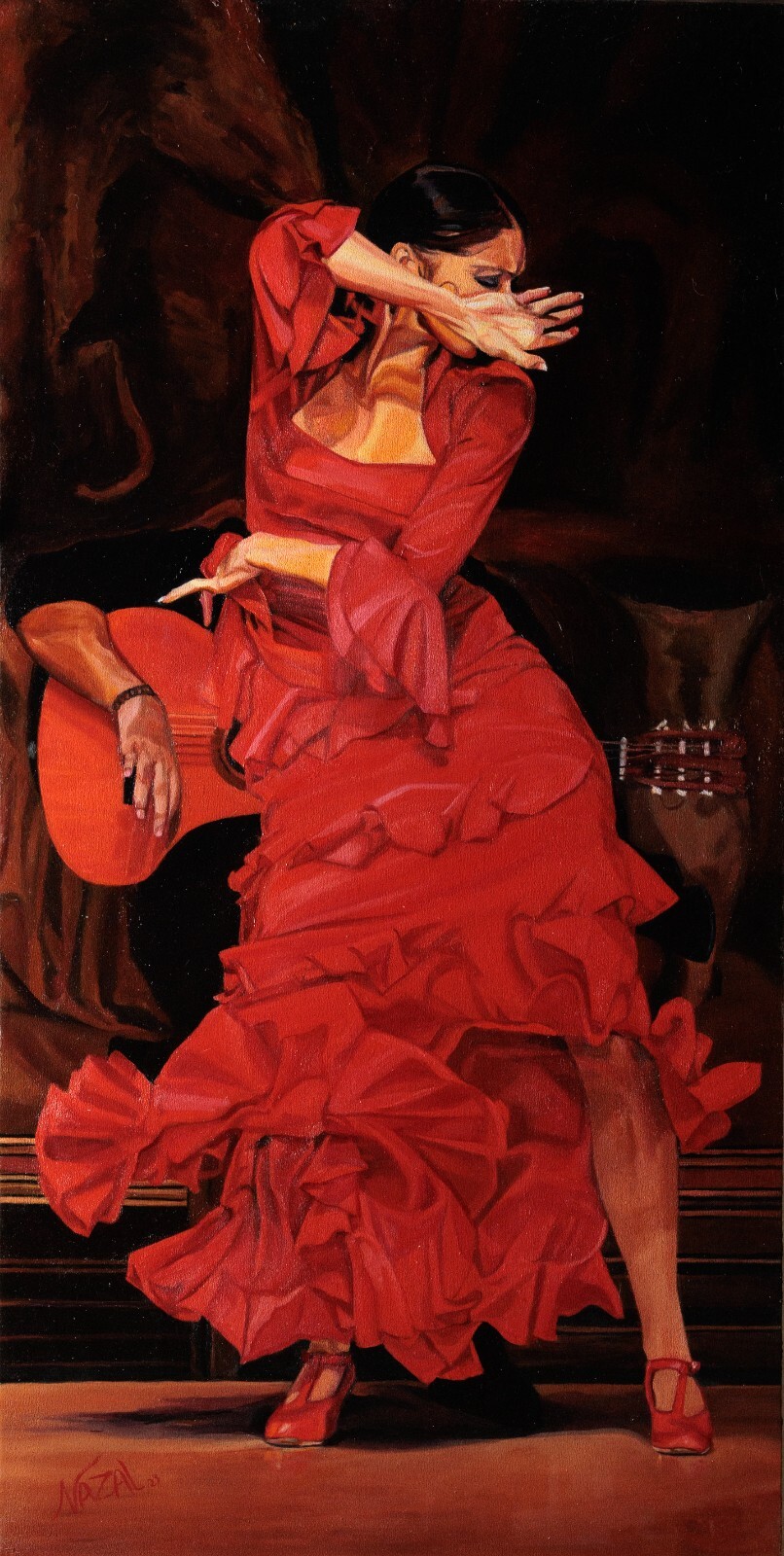 «Flamenco Reverie: A Captivating Masterwork Oil Painting by John Nazal»