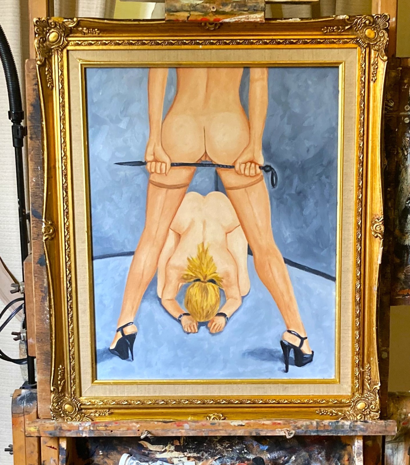 «Play Date» VANWINKLE ORIGINAL NUDE woman oil painting signed 16×20 canvas